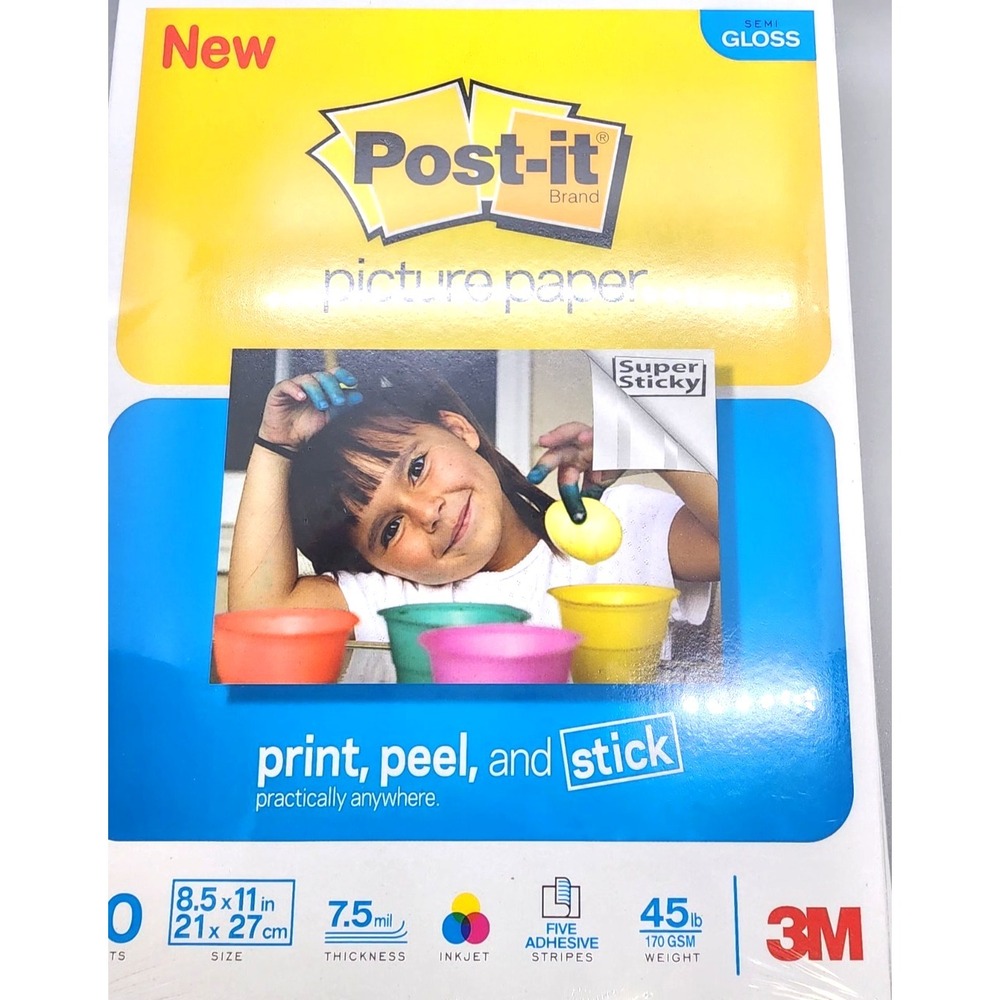 Post-It  Semi-Gloss Picture Paper 8.5 X 11 7.5   20 Sheets‎ X 3  New/Sealed